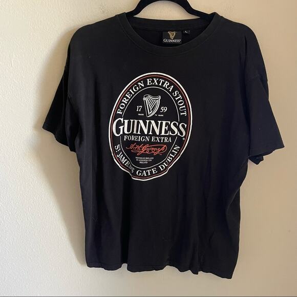 Guinness Beer Black Graphic T-Shirt Short Sleeve Top Stout Logo Adult Size Large - Picture 2 of 4